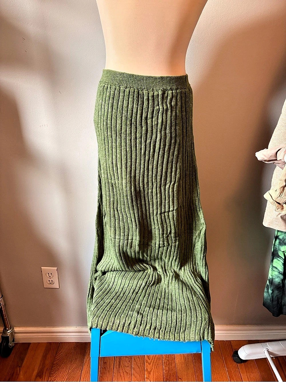 Free People Borderline Knit Wrap Midi Skirt Green